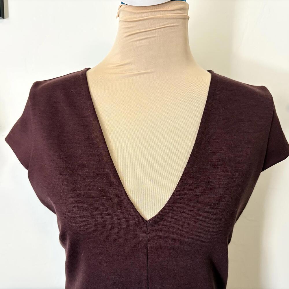 Vintage 70's MAX MARA Stretch Wool Blend Midi Dress Ruffle M - Picture 8 of 9
